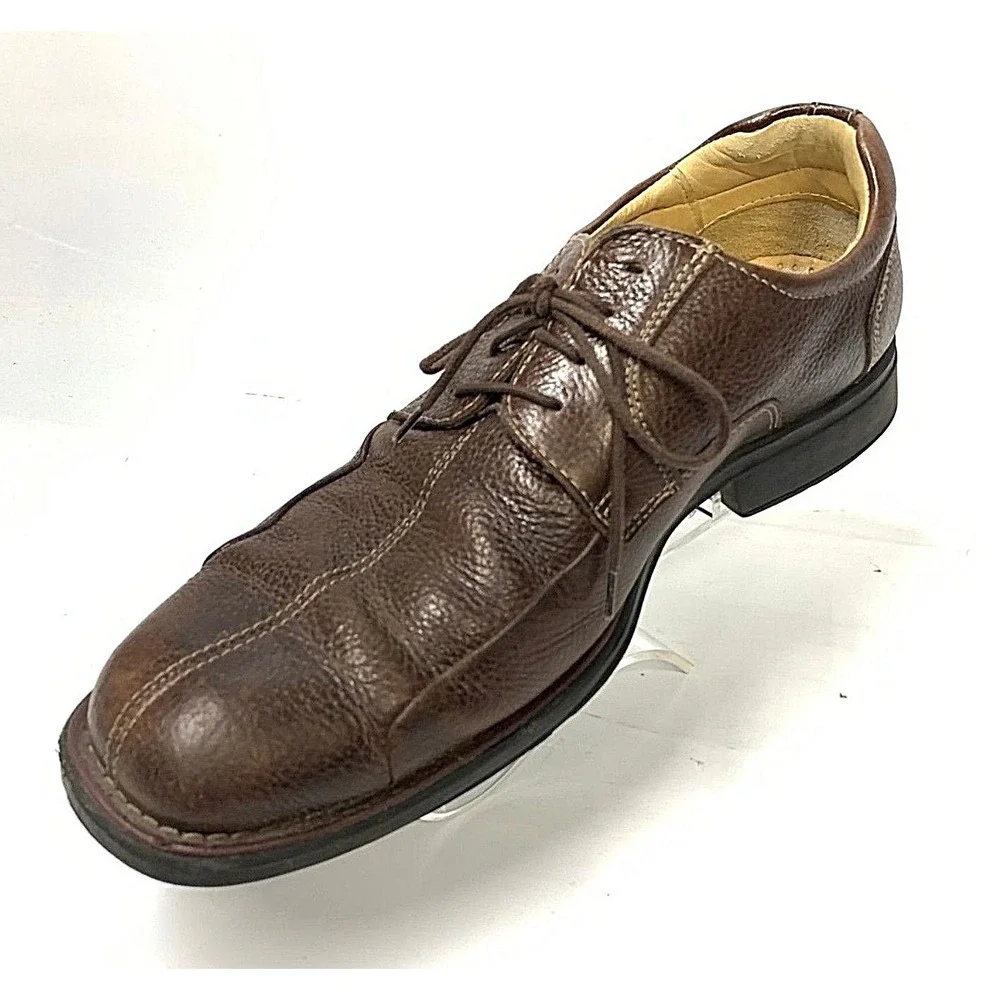Studio Belvedere Mens Brown Pebbled Leather Square Toe Derby Shoes Size‎ 10.5 D